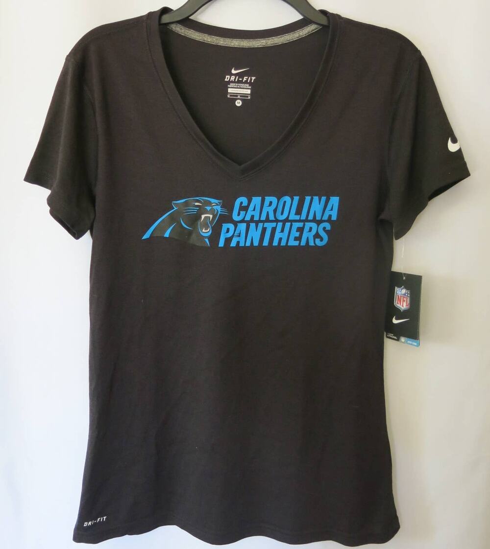 NIKE Dri-Fit *NWT* CAROLINA PANTHERS Top Size M Women's Short Sleeve NFL Black